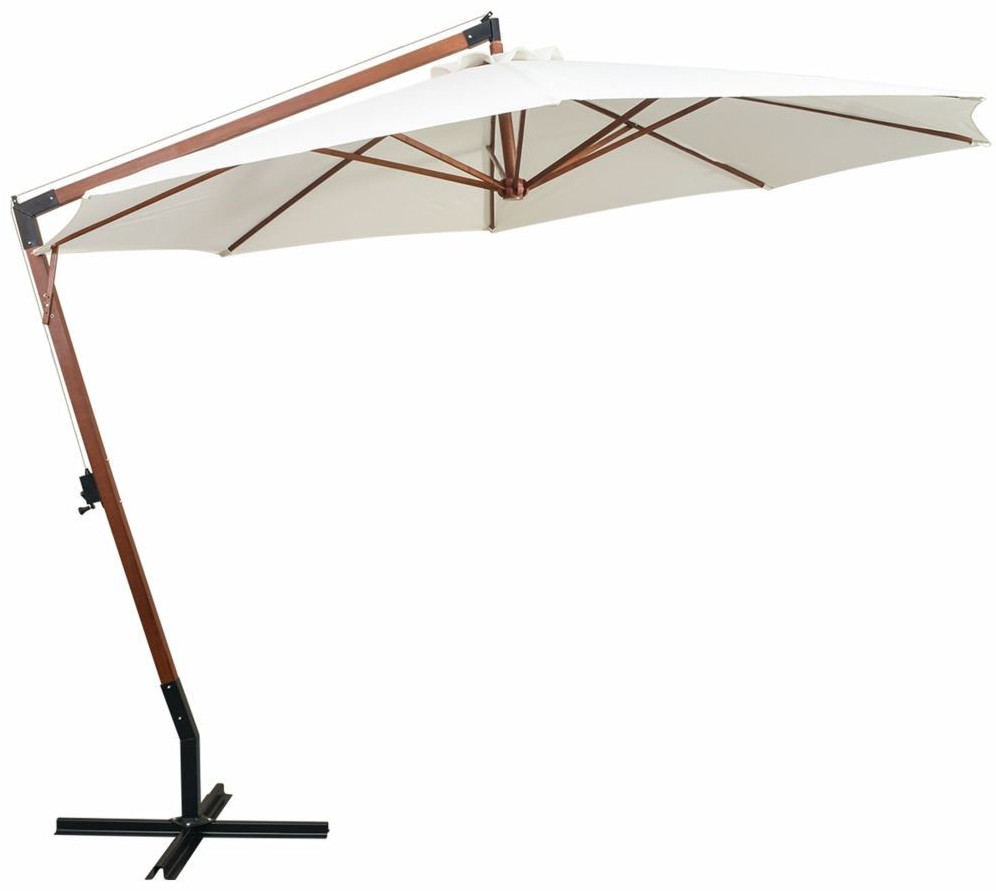 vidaXL Parasol poteau en bois 350 cm blanc