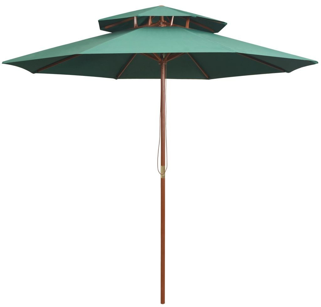 VidaXL Parasol bois double étage 270 x 270 cm vert