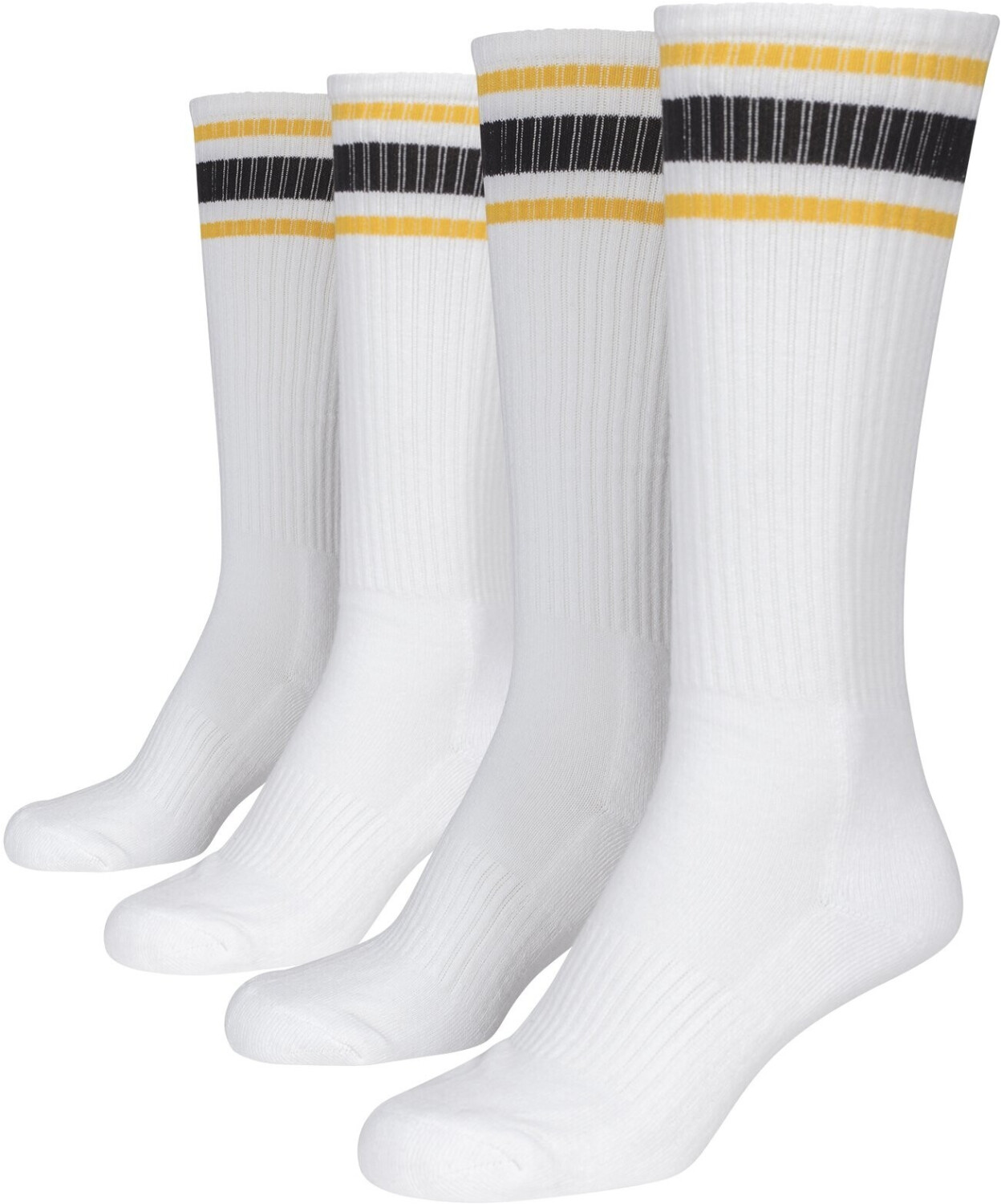 Urban Classics Long Stripe Socks 2-Pack Wht/Chromeyellow/Blk