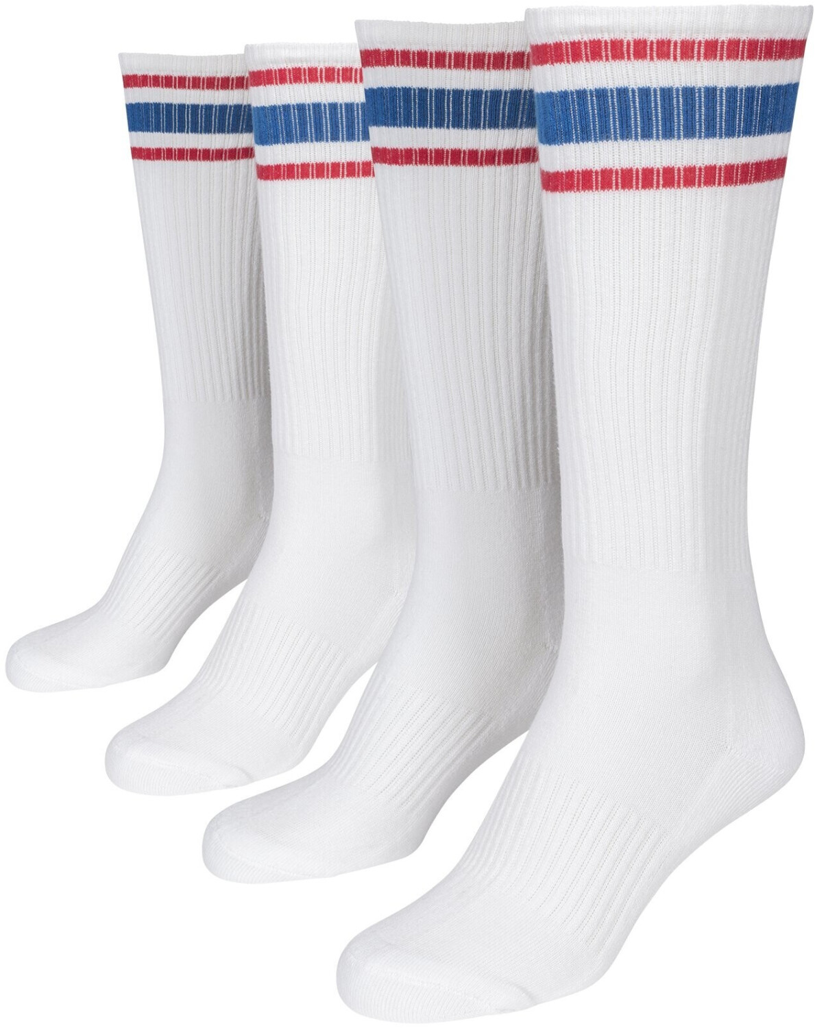 Urban Classics Long Stripe Socks 2-Pack Wht/Firered/Brightblue