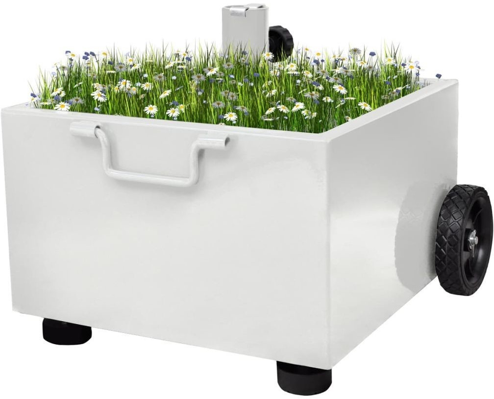 VidaXL Support de parasol & pot de plantes blanc