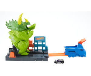 Hot Wheels GBF97 City Triceratops Angriff Dinosaurier Spielset Spielzeug 4 Jahre 