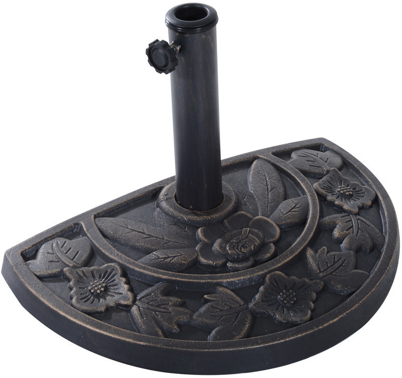 Outsunny Pied de parasol demi-cercle motif fleur