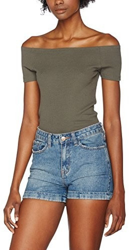 Urban Classics Ladies Off Shoulder Ripp Tee olive