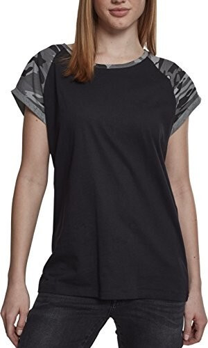 Urban Classics Ladies Contrast Raglan Tee black/darkcamo