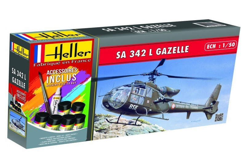 Heller SA 342 L Gazelle avec accessoires 1:50 (56486)