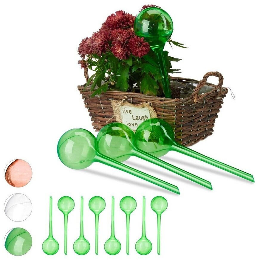 Relaxdays Set of 12 Watering Bulb Green
