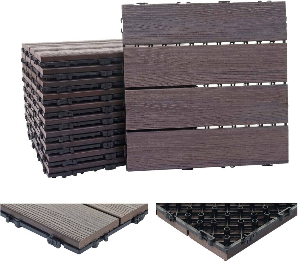 Mendler Floor tile 3D structure linear grey/brown 30 x 30 cm (11 pieces)