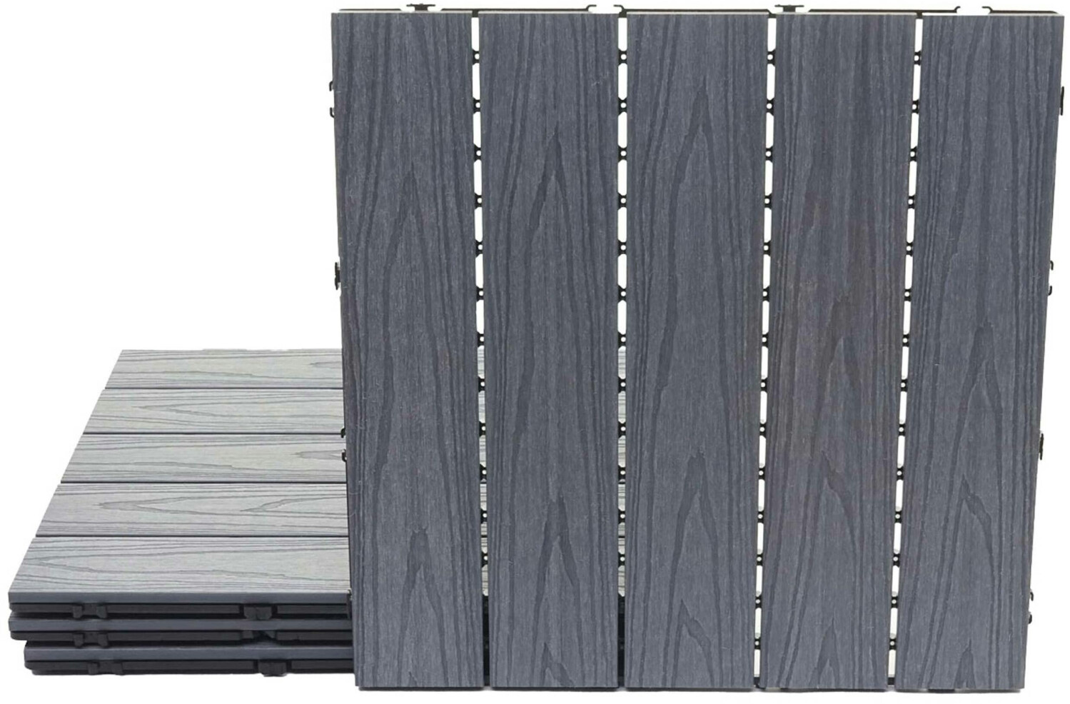 Mendler Floor tile 3D structure linear grey 50 x 50 cm (4 pieces)
