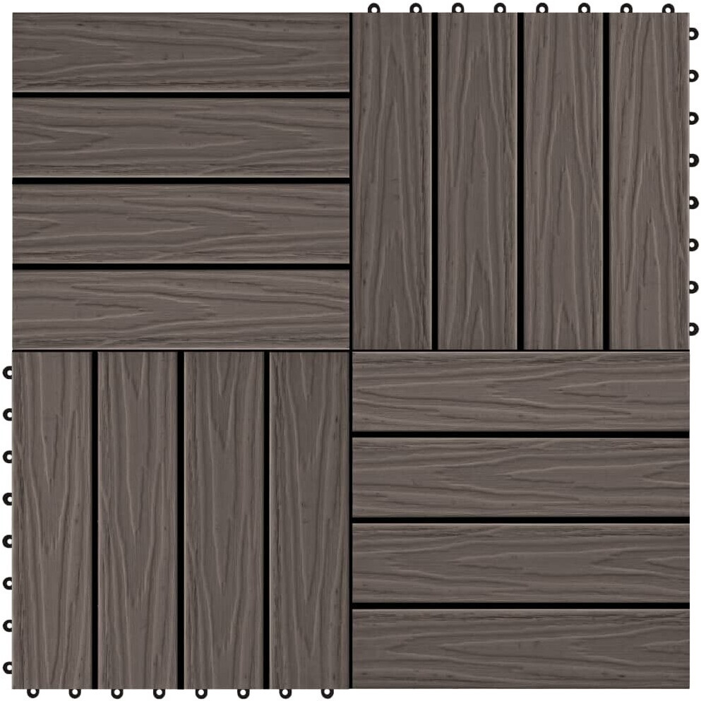 vidaXL Decking board WPC marron foncé 30 x 30 cm (11 pièces)
