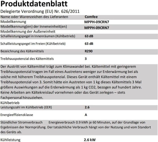 Comfee' MPPH-09CRN7, Bild 21