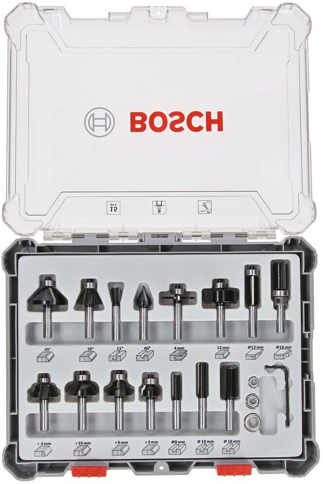 Bosch Profesional 2607017465 Juego de 6 piezas del cortador del surco para  el router de madera con la caña de 19.7 ft m