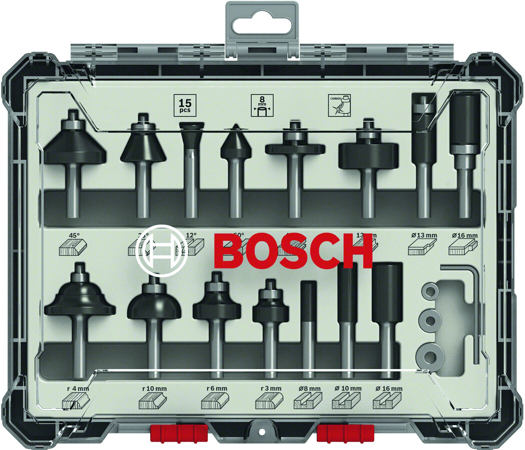 Bosch Fräser-Set bei 2024 € ab 8mm Preise) Preisvergleich | 49,95 Schaft 15-teilig (Februar