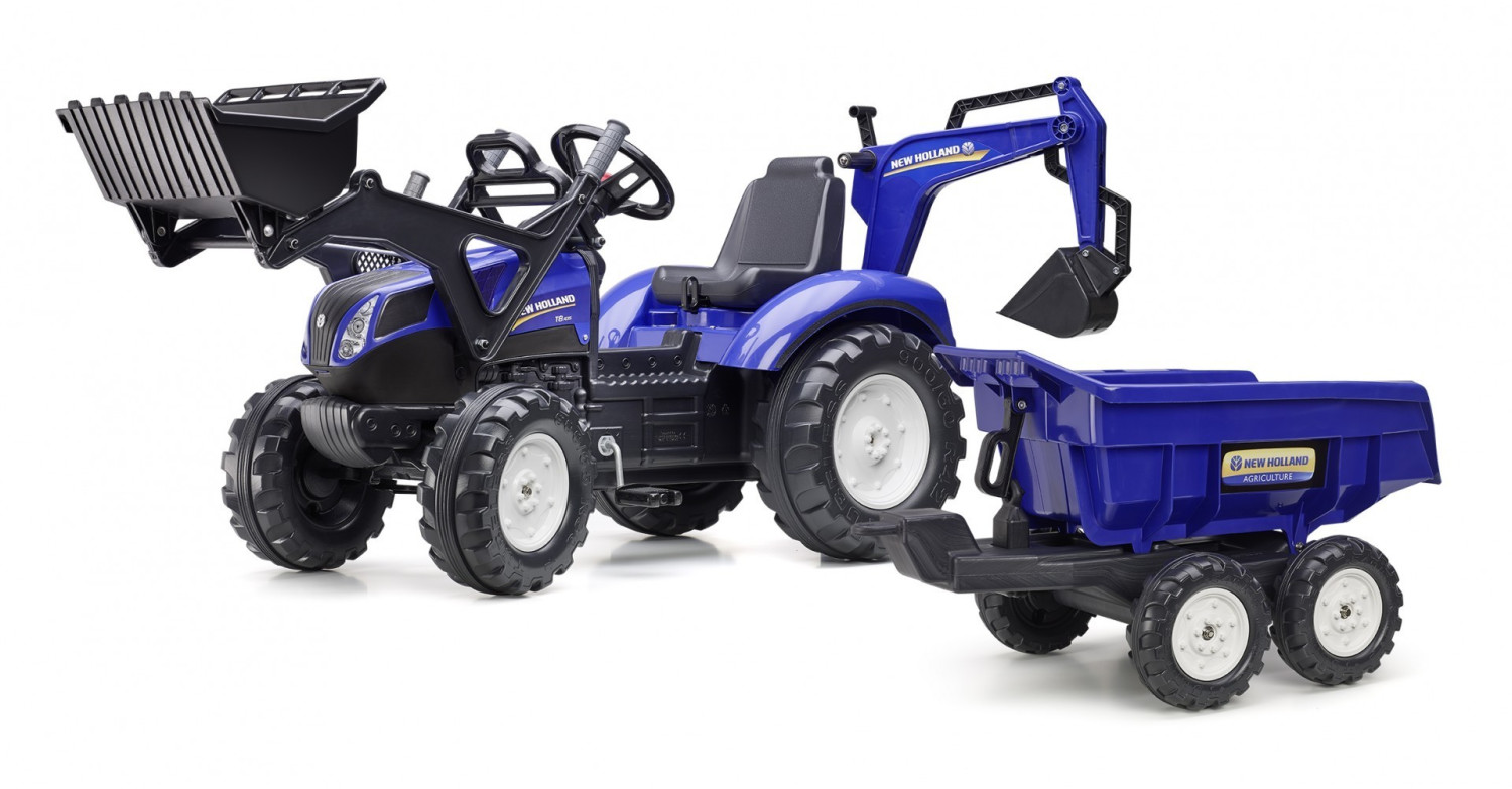 Falk Tractopelle New Holland avec excavatrice et remorque basculante Maxi 3/7 ans (3090W)