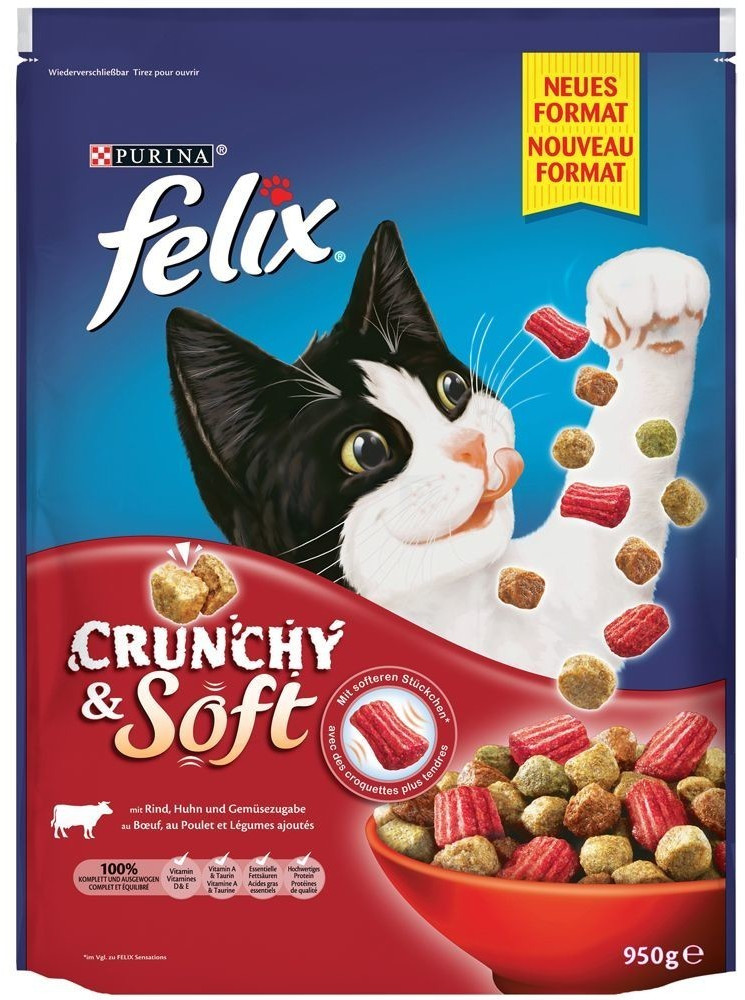 Felix Crunchy & Soft Beef, Chicken & Vegetables 950g