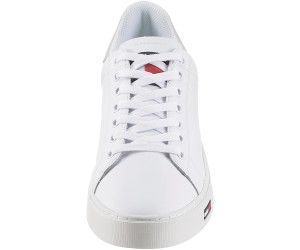 tommy hilfiger corporate logo leather trainers in white