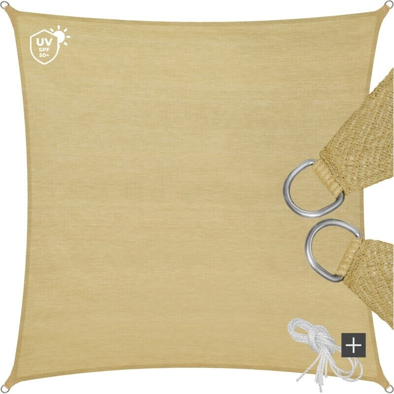 TecTake Voile d'ombrage 3,6 x 3,6 m beige