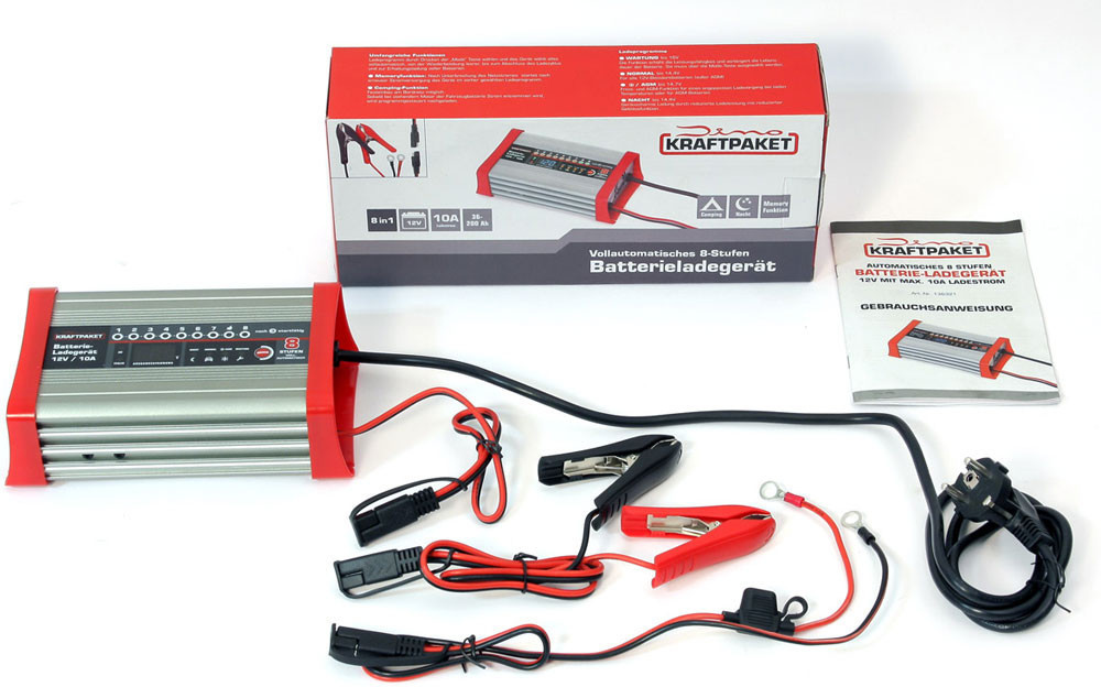 DINO KRAFTPAKET 136302 Automatikladegerät, Batterie Ladungsausgleicher, Kfz- Ladegerät 10 A, 5 A, 2A 5 A, 2A