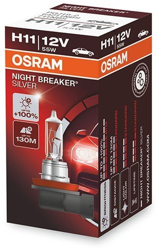 Osram Halogen-Scheinwerferlampe Night Breaker Silver (ECE