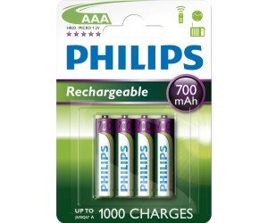8 x Philips AAA 1000 mAh Rechargeable Batteries NiMH HR03 LR03 ACCU phone 