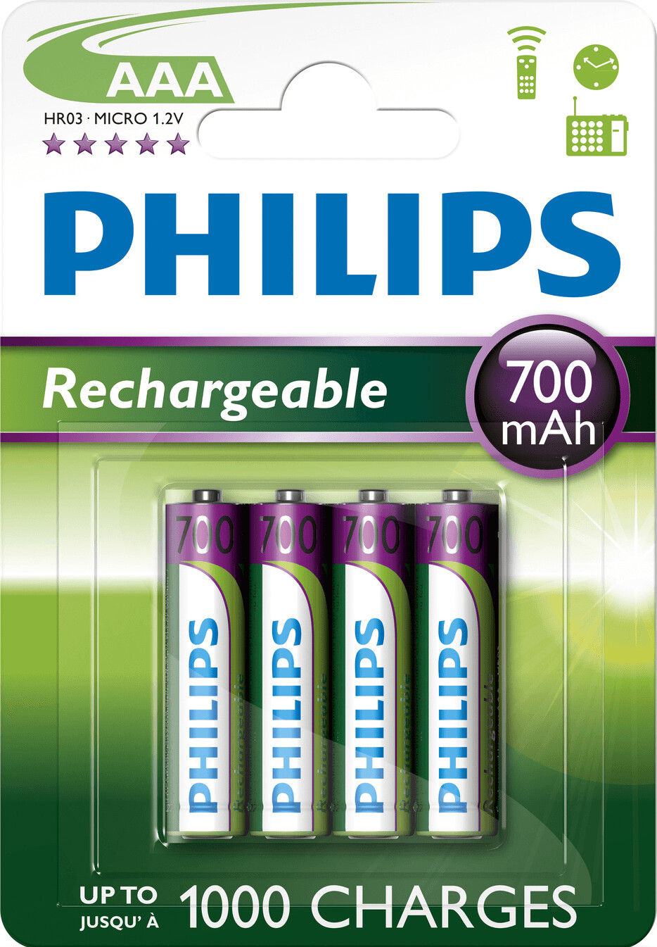 Philips MultiLife AAA / HR03 NiMH Akku 1,2V 700 mAh (4 St.)