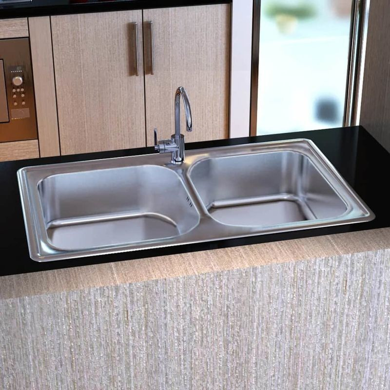 VidaXL Double Kitchen Sink with drainage (50223)
