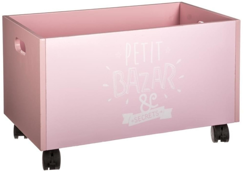 Atmosphera Coffret à jouets rose à roulettes Petit Bazar