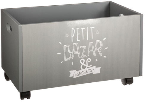 Atmosphera Coffret à jouets gris à roulettes Petit Bazar