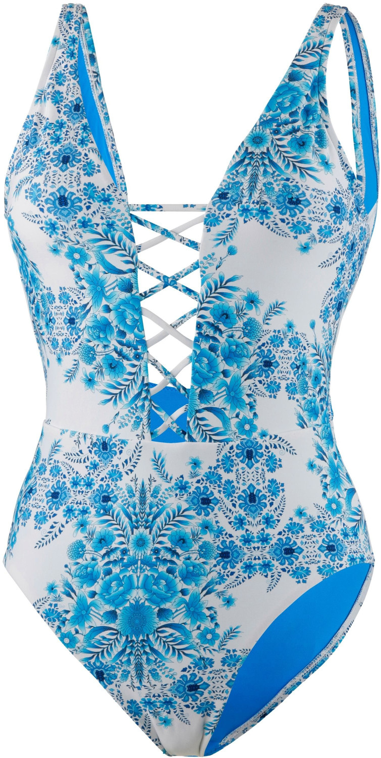 Seafolly Sunflower Lace Up One Piece electric blue