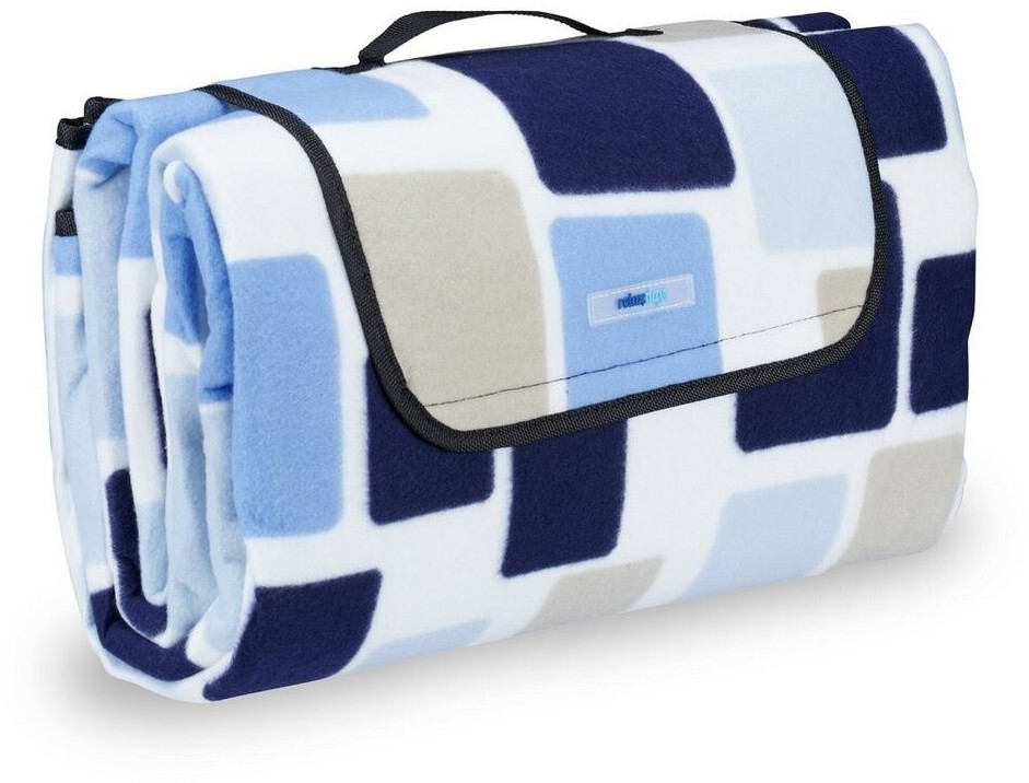 Relaxdays Picnic Blanket XXL 200x200 cm Blue Beige