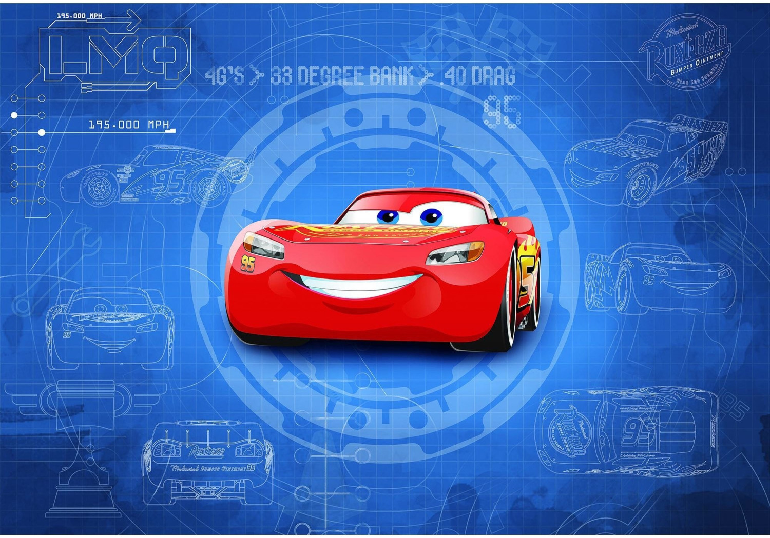Komar Disney Cars Blueprint, 368 x 254 cm