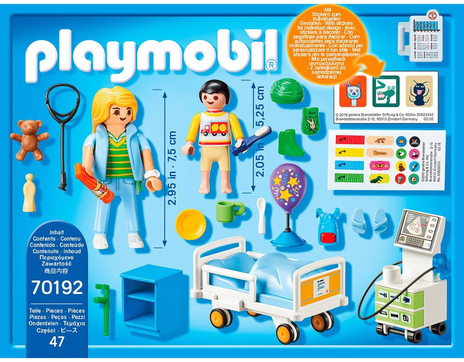 Playmobil 70192 Chambre d'hôpital pour Enfant - City Life - avec Deux  Personnages, Un Brancard, des pansements et des Bandages - Opération pour