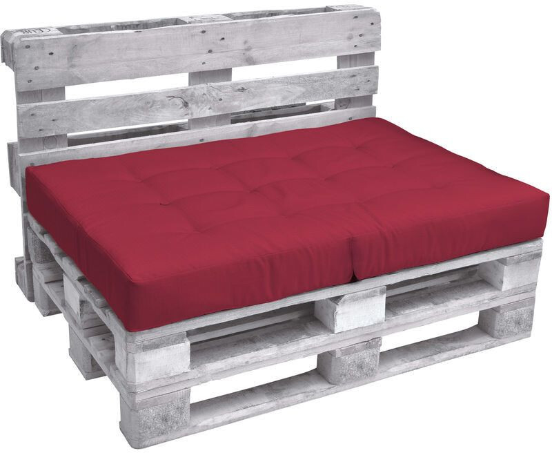 Beautissu Coussin palette assise 120 x 80 x 15 cm rouge