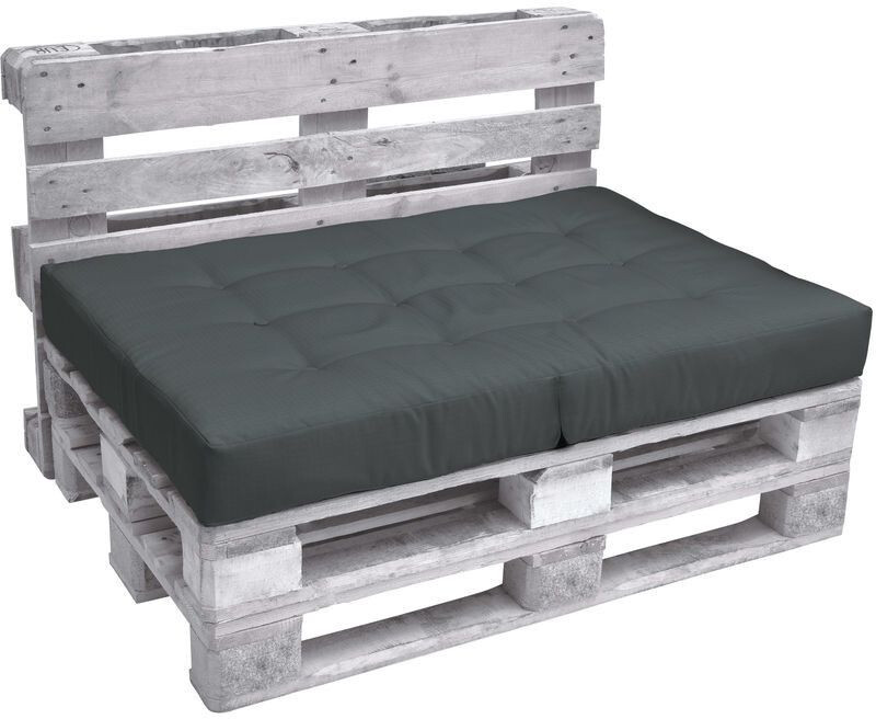 Beautissu Coussin palette assise 120 x 80 x 15 cm gris graphite