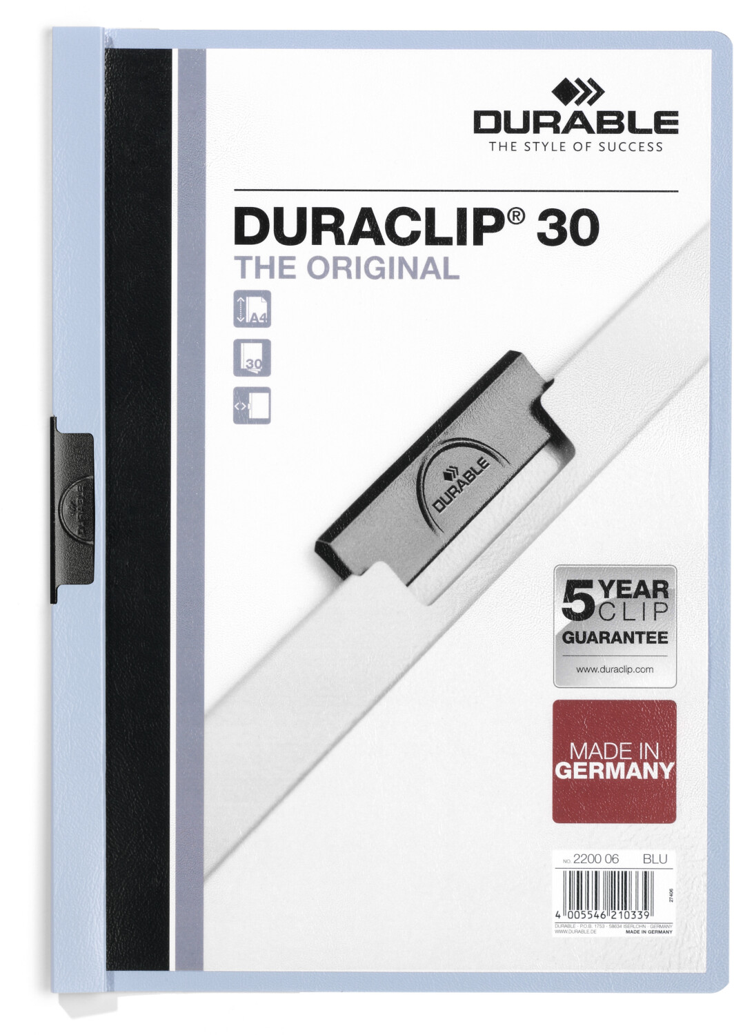 DURABLE DURACLIP Original 30 A4 (220006) Blue (Pack of 25)