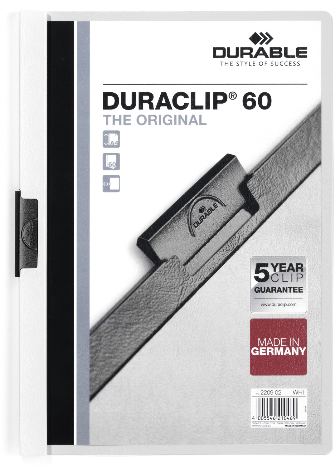 DURABLE DURACLIP Original 60 A4 (220902) White (Pack of 1)