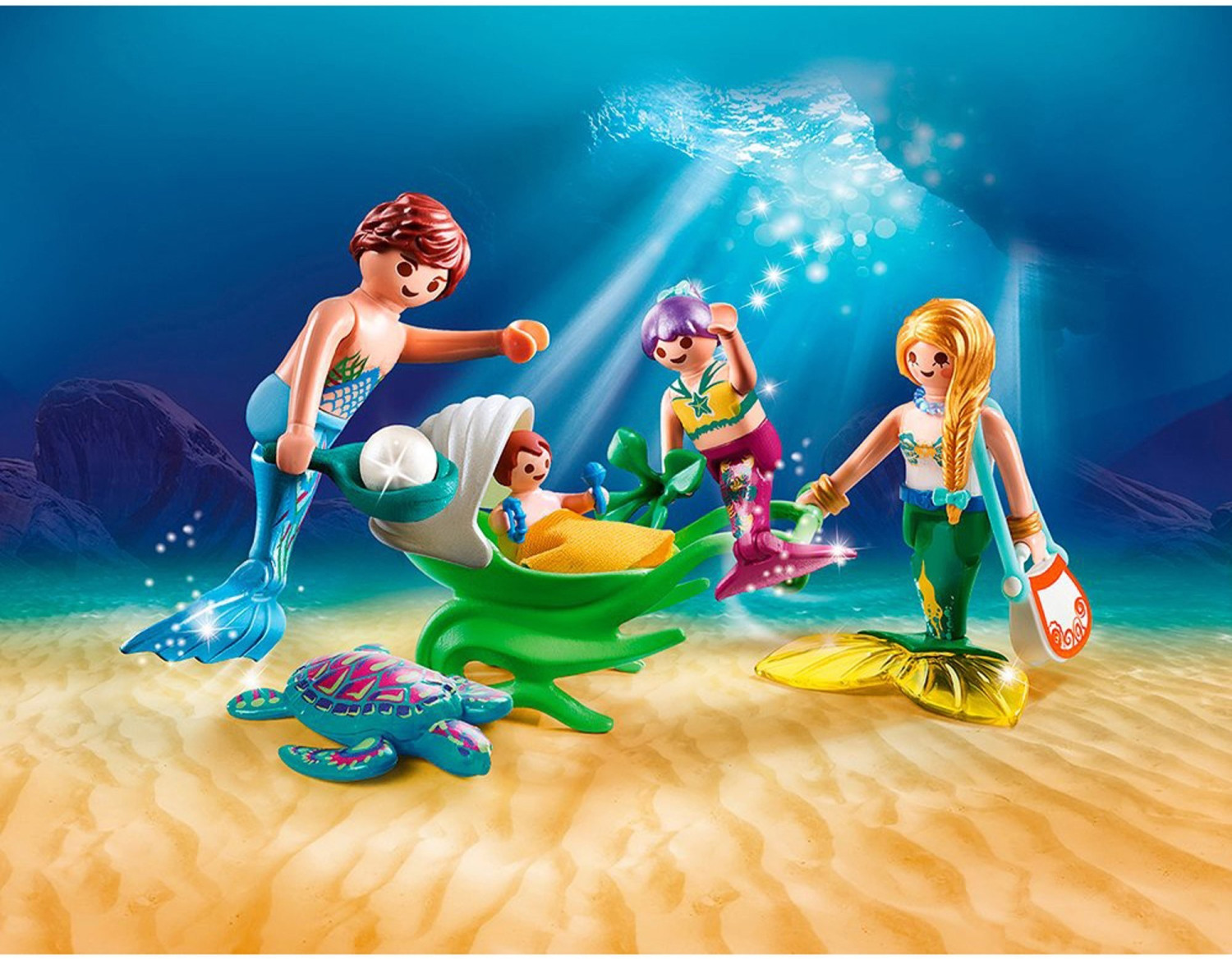 Playmobil triton enfant sirène pour princesse fond marin fée