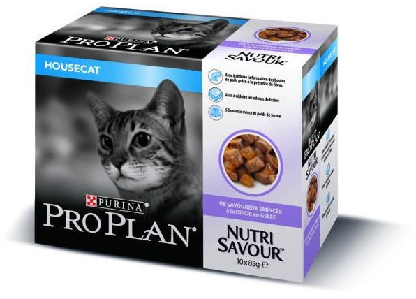 Purina Pro Plan NutriSavour Housecat Adult dinde en gelée (10 x 85 g)