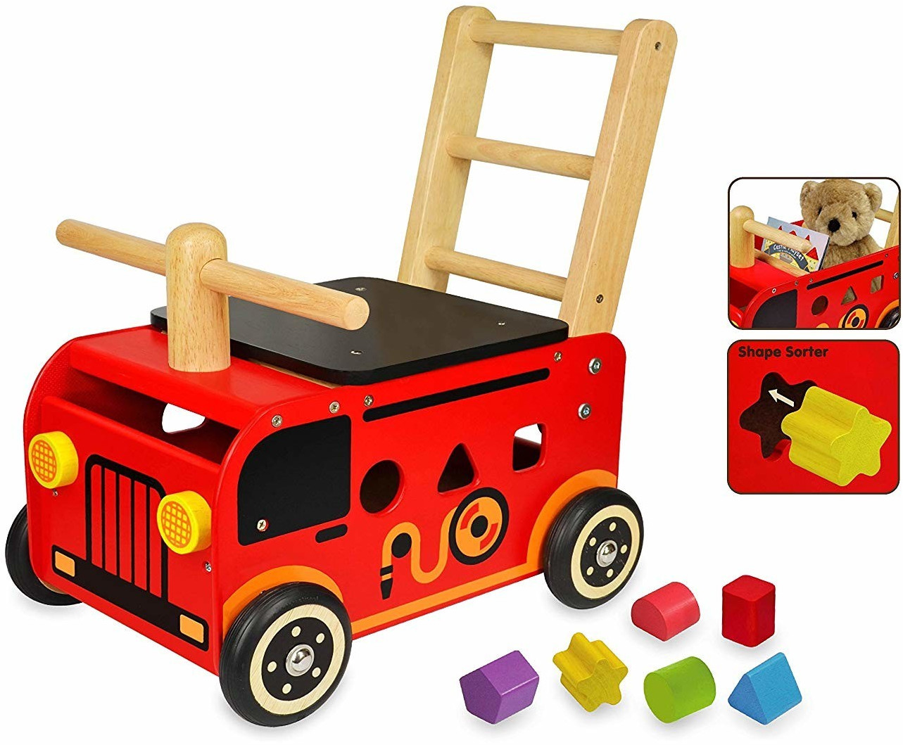 Porteur camion de pompier Vilac 1126R - Porteur en bois pour enfant