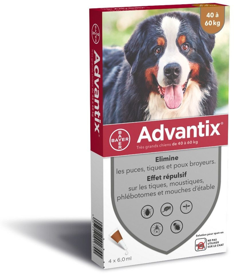 Bayer Santé Familiale Advantix très grand chien 40-60 kg 4 pipettes