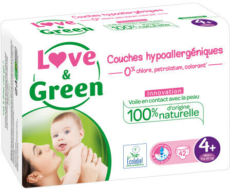 Love & Green - Couches Bébé Saines et Ecologiques - Taille 1 (2-5 kg) - 23  couches - Absorbante, anti-fuites et sans ingrédients indésirables :  : Hygiène et Santé