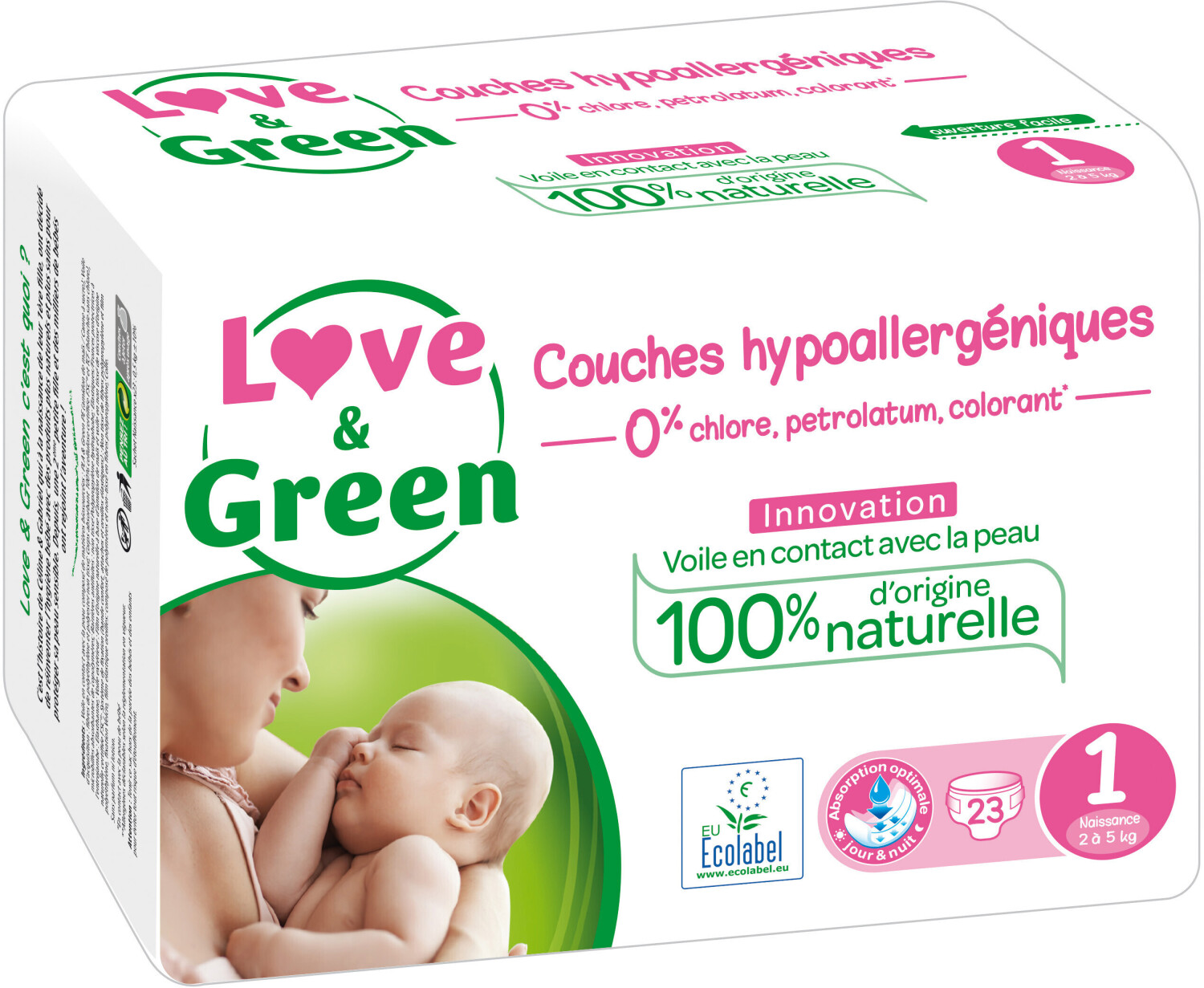 Love & Green Couches hypoallergéniques taille 1 (2-5 kg) au