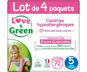 Love & Green - Couches Bébé Saines et Ecologiques - Taille 1 (2-5 kg) - 23  couches - Absorbante, anti-fuites et sans ingrédients indésirables