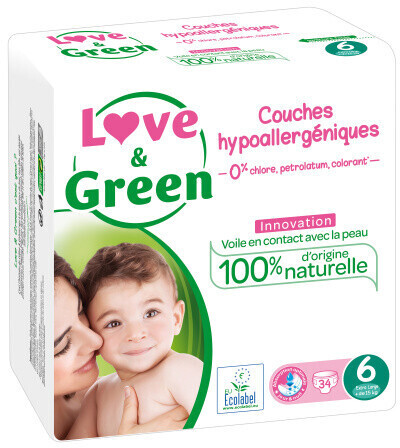 Couches écologiques Blanc T2 de Love & Green, Couches : Aubert