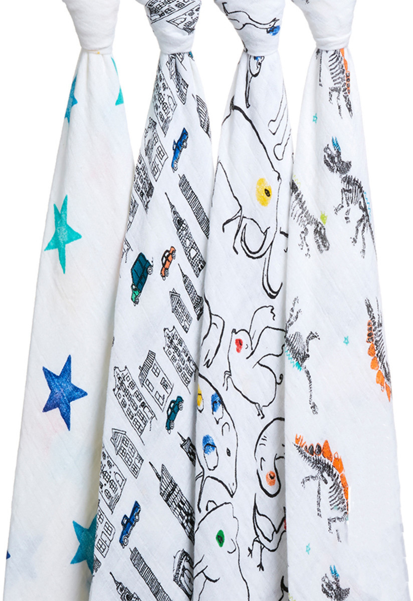 Aden + Anais Lot de 4 langes en mousseline 120 x 120 cm Colour Pop
