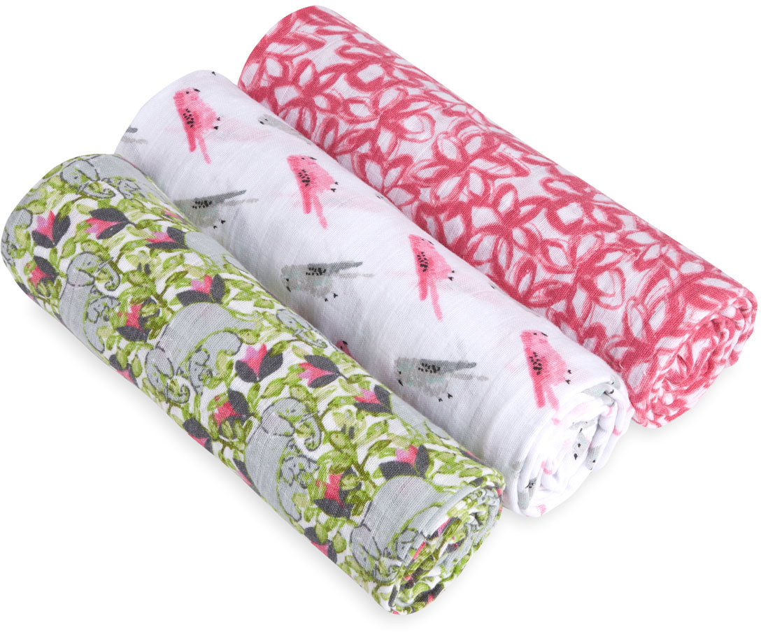 Aden + Anais Lot de 3 langes en mousseline 120 x 120 cm Paradise Cove