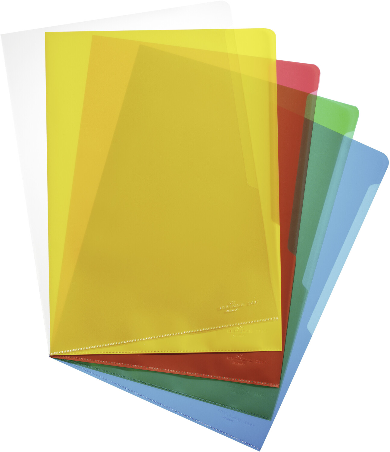 DURABLE 233700 Pocket, DIN A4 Portrait, Polypropylene 120 µ, Pack of 100, Assorted Colours