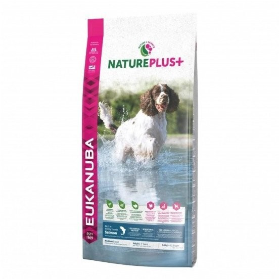 Eukanuba Adultes race moyenne NaturePlus+ saumon (10 kg)