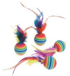 Flamingo 4 Ballons rainbow avec plumes (502203)