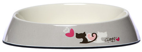 Rogz Fishcake Cat Bowl 200ml Grey Heart Tails